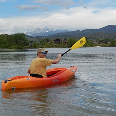 A man canoeing